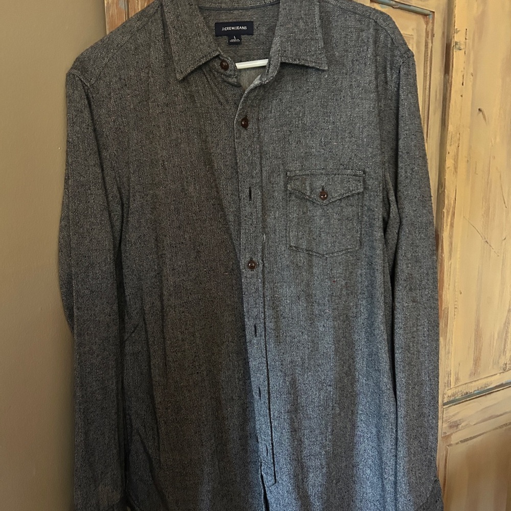 J. Crew Black and White Herringbone Shirt